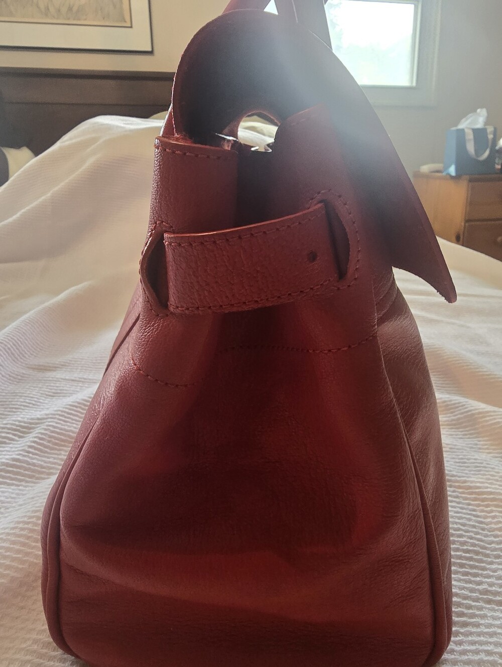 Mulberry Red Leather Top-Handle Satchel - Picture 4 of 8